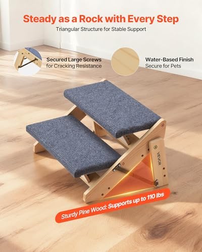 VEVOR Wood Pet Stairs, 2-Step Dog Stairs - Image 3