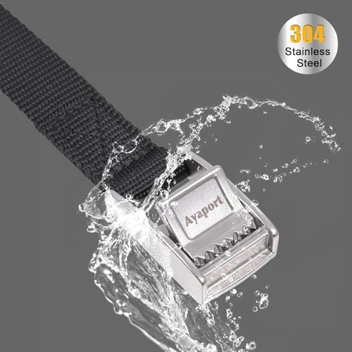 Ayaport Lashing Straps with Stainless Steel Cam Buckle 0.75" x 4', 4 Pack - Image 2