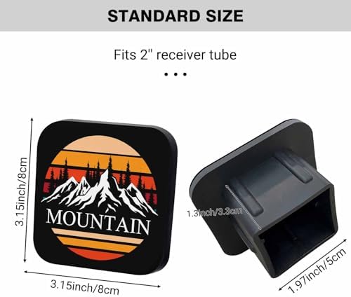 Swono 2x2 Tow Hitch Cover Orange Mountain Range Funny Pattern Rubber Trailer - Image 2
