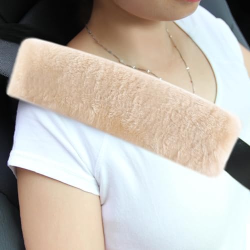 Amooca 2-Pack Real Wool Seatbelt Cover Authentic Sheepskin Shoulder Pad by Amooca