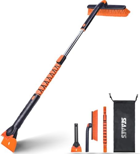 SEAAES 48 Inch Extendable Snow Brush, SUV Windshield Ice Scraper by SEAAES