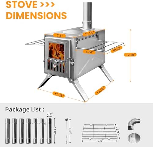 Hot Tent Wood Stove, Stainless Steel Tent Heater - Image 2