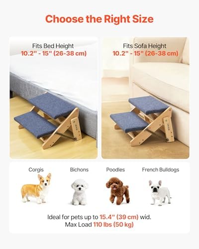 VEVOR Wood Pet Stairs, 2-Step Dog Stairs - Image 5