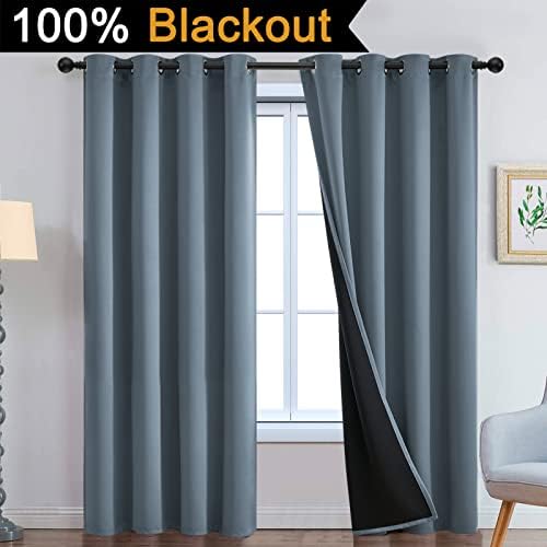 Yakamok Stone Blue 100% Blackout Curtains 90 Inches Long 52" Wide 2 Panel - Image 2