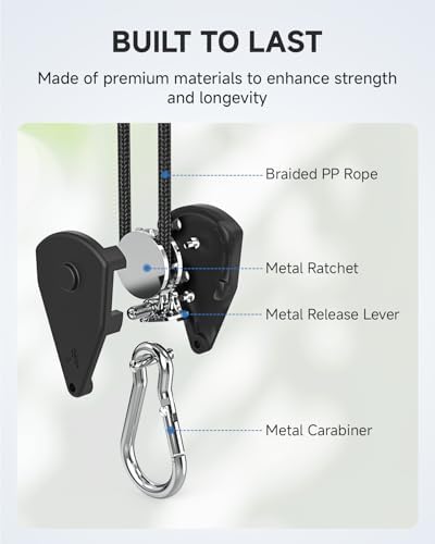 Fondwell Rope Tie Downs Small Ratchet Straps, Adjustable Grow Light Hangers - Image 6
