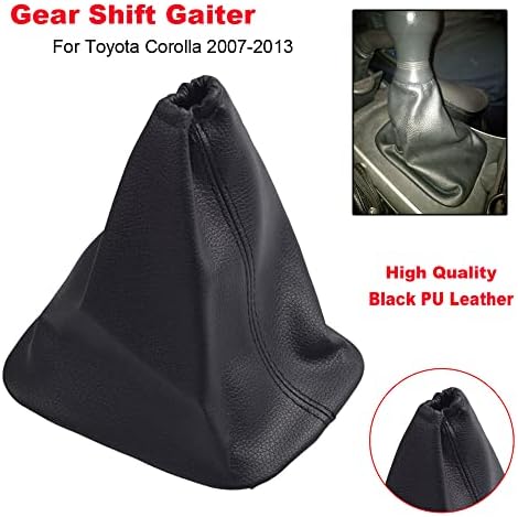 Car Shift Gear Stick Handbrake Cover Manual Shift Boot Black Leather Boot Cover - Image 3