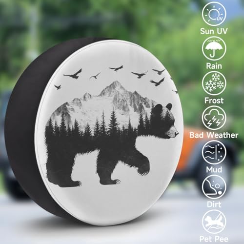 Rv Spare Tire Cover Wheel Mountain Bear Bird Tire Covers Wheel Protectors - Image 3