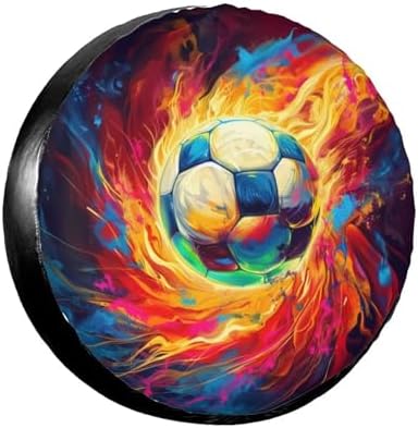 Car Tire Covers Soccer Ball on Fire RV Wheel Cover by MAGIFUN