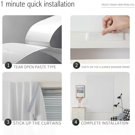 Blackout Curtains for Bedroom Sticky Curtain Blackout Window Cover Self - Image 4