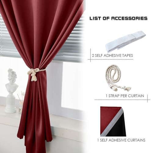 AJAZZ 100% Blackout Self Adhesive Curtains Small Window Short Temporary Black - Image 4