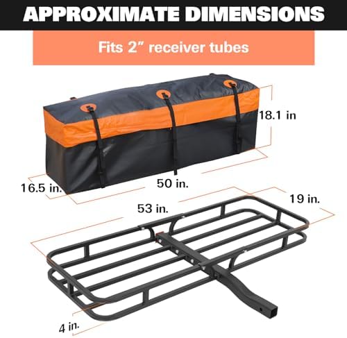 WEIZE 53" x 19" Hitch Mount Cargo Carrier Basket 500LB Capacity - Image 3