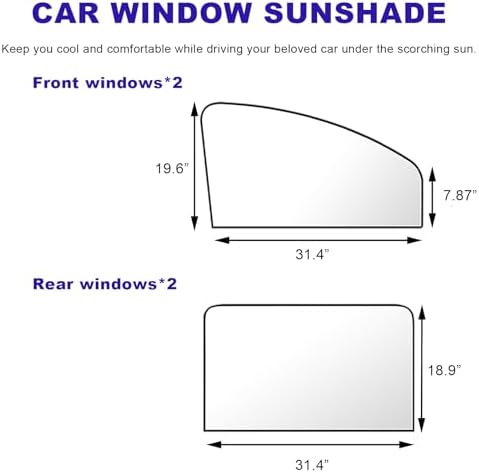 4 PCS Car Side Window Sun Shades, Magnetic Car Front Rear Window Sunshade - Image 2