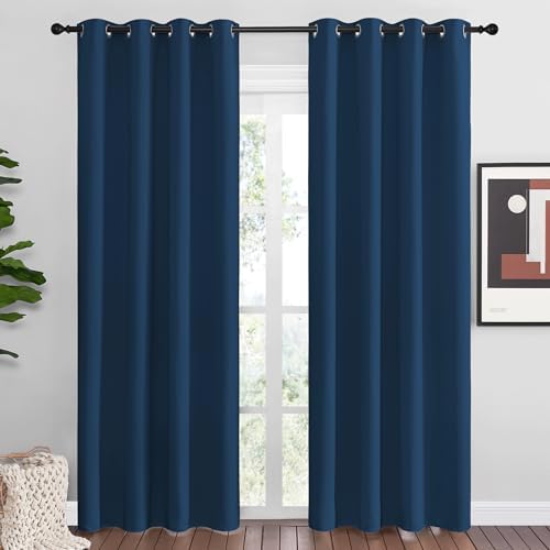 NICETOWN Moroccan Blue Blackout Curtains 86" Long, 2 Pieces by NICETOWN