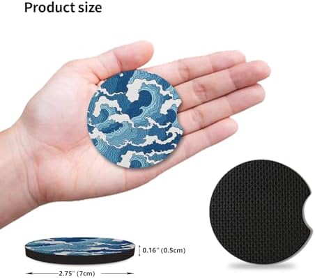 2pcs Car Cup Holder Coasters Sea Wave Pattern Car Coasters，Universal Auto Anti - Image 4