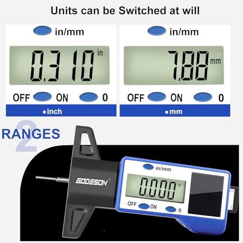 GODESON Digital Tire Tread Depth Gauge – Solar & Battery Hybrid, Inch/MM Modes - Image 3
