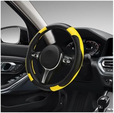DXNQ Car Steering Wheel Cover, 15 Inch Carbon Fiber Leather Stitching Color by DXNQ