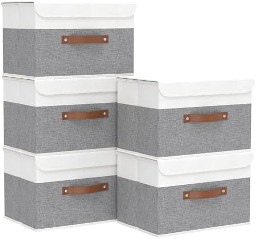 Yawinhe Storage Bins with Lids, 17.7x11.8x11.8in by Yawinhe
