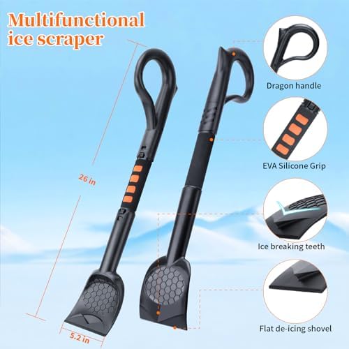 3-in-1 Ice Scraper for Car Windshield, 25.8 inch Emergency Snow Shovel - Image 4