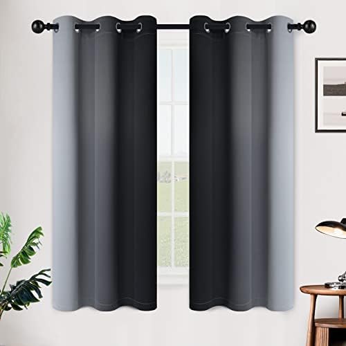 SimpleHome Ombre Black to Grey White Curtains - Image 2