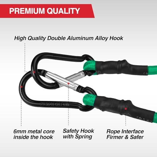 WORKPRO 24" Bungee Cords with Hooks, 4 Pack Heavy Duty Outdoor Bungee Strap - Image 6