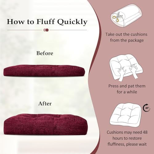downluxe Chair Cushions for Dining Chairs 2 Pack, Tufted Indoor Chair Pads - Image 6