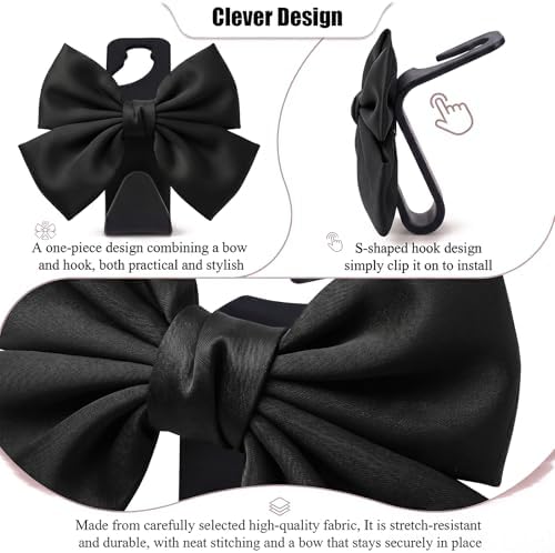 2 Pack Cute Bow Car Seat Headrest Hooks, Purse Hook - Image 3