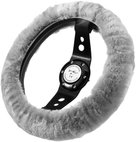 Andalus Brands Luxury Fluffy Car Steering Wheel Covers – Genuine Merino by AndalusBrand