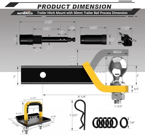 AUTMATCH Trailer Hitch Ball Mount - Image 3
