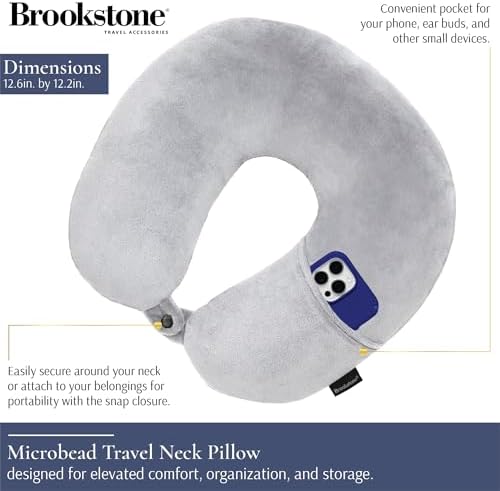 Brookstone Microbead Neck Pillow Soft Travel Pillow - Image 2