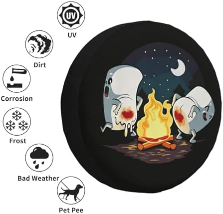Spare Tire Cover with Marshmallow Campfire Pattern Wheel Covers 14inch - Image 3