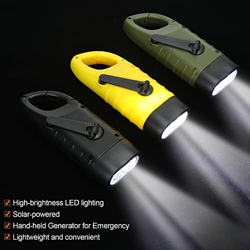 6 Pack Hand Crank Flashlights Solar Powered Flashlight - Image 4