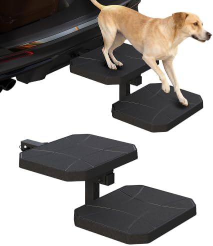 Dual-Step Foldable Pet Hitch Step, Flip-Out Dog Hitch Step Fits 2" Hitch by KOKSHELY
