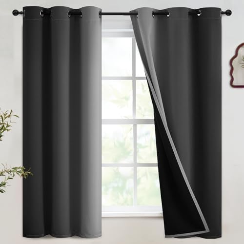 SimpleHome 100% Blackout Ombre Bedroom Curtains Black and Greyish White by SimpleHome