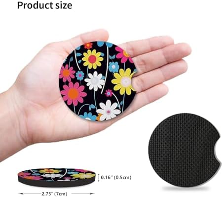 2pcs Colorful Flowers Car Cup Holder Coasters, Universal Non Slip Car - Image 4