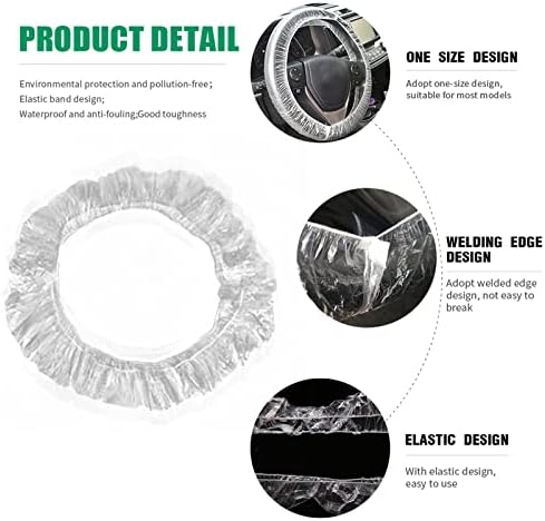 ICWEIMEI 500PCS Universal Disposable Steering Wheel Cover Plastic Transparent - Image 3