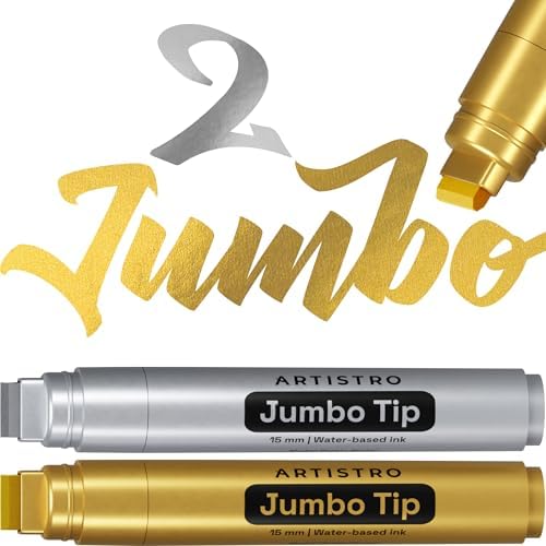 ARTISTRO Gold & Silver Acrylic Paint Markers - 15mm Jumbo-Tip - Set of 2 by ARTISTRO