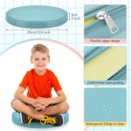 Juexica 8 Pcs Floor Cushions Kids, Advanced Color, 13.8 x 13.8 x 2 Inch - Image 2