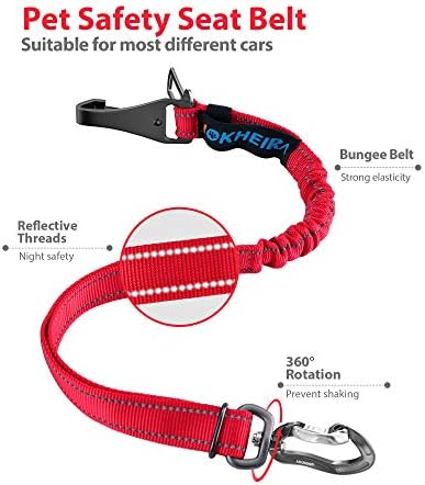 IOKHEIRA Dog Seatbelt, Updated Dog Seat Belt, Reflective Bungee Dog Car Harness - Image 4