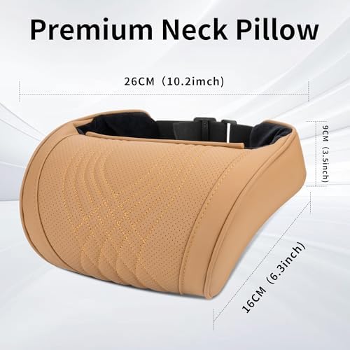 Car Headrest Pillow for Driving Memory Foam Palomino Brown 1 Pack - Image 4