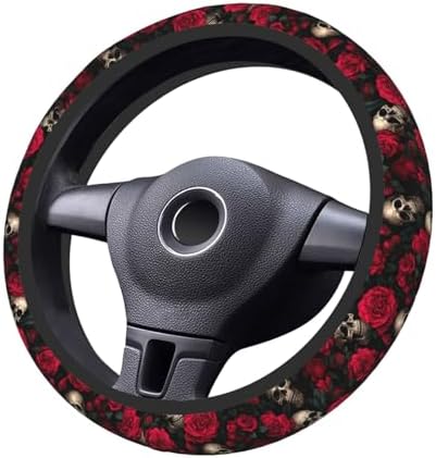 KARREAL Red Rose Skull Steering Wheel Cover - Image 2