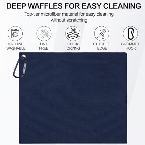 3 Pack 16" X 16" Golf Towels for Golf Bags, 3 Dark-Blue Colors - Image 7