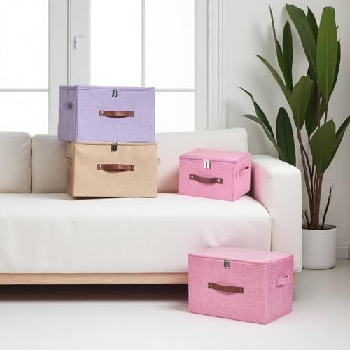 2PCS Storage Bins with Zipper Lids Decorative Lidded Basket Box - Image 7