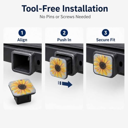 Trailer Hitch Covers Abstract Sunflower Yellow Heavy Duty 2 Inch Hitch Cover - Image 7