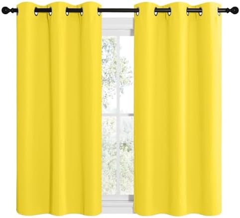 NICETOWN Bright Yellow Room Darkening Curtains - Image 2