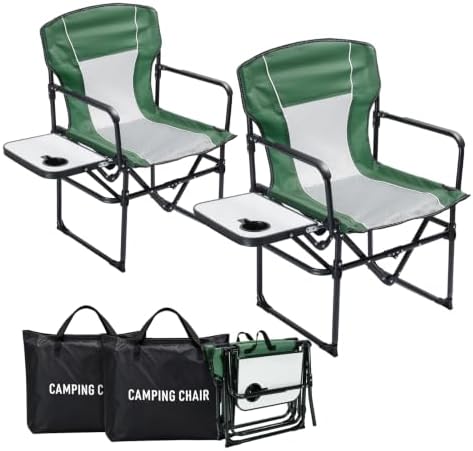 2 Pack Camping Chairs with Side Table & Cup Holder 400 lbs by Unknown
