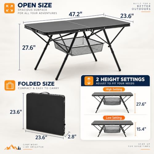 Overmont Folding Aluminum 4ft Camping Table - Image 2