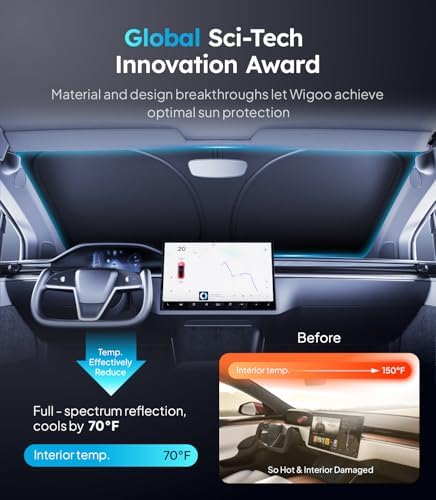 Wigoo for Tesla Model X Windshield Sunshade, Keeps Cool, OEM Design - Image 2