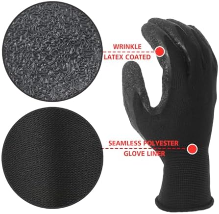 Evridwear Crinkle Latex Rubber Hand Coated Safety Work Gloves - Image 2