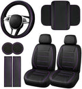 NBTEPEM 10 PCS Leather Car Seat Covers Front Seats Set, 14.5”-15'' Sporty by NBTEPEM