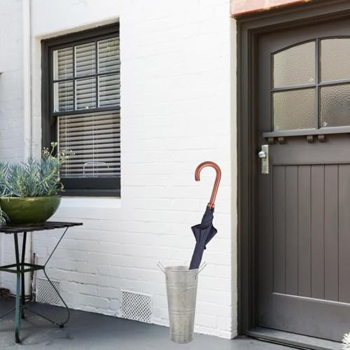 Rustic Metal Umbrella Stand Holder, Freestanding Bucket - Image 2
